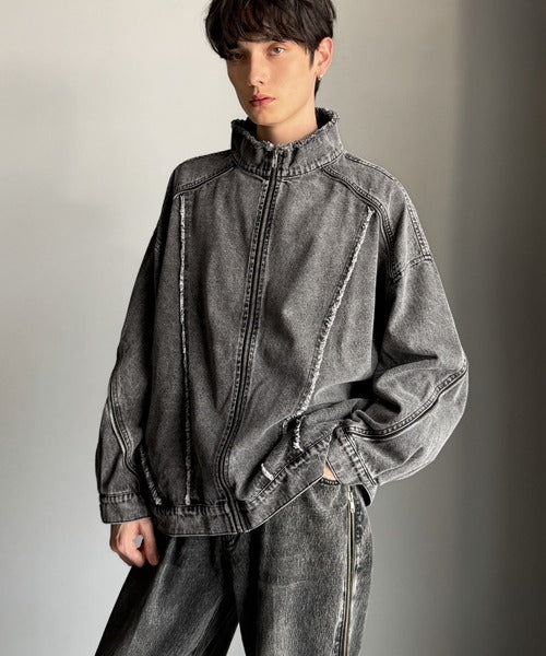 【Classical Origin】「都会的スタイル。」綿100%ヴィンテージ加工フリンジデニムジャケット/100% cotton vintage fringe denim jacket co1010028