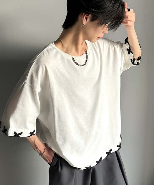 トレンドライクなゆるシルエット。【メンズ】ステッチデザインTシャツ（半袖） cm1010407