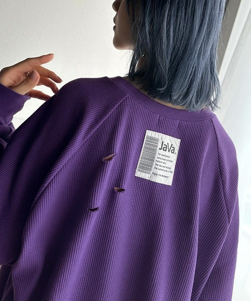 《Javaジャバコラボ》今シーズン大注目！バックJavaネーム付きダメージワッフルロンT jv1010337