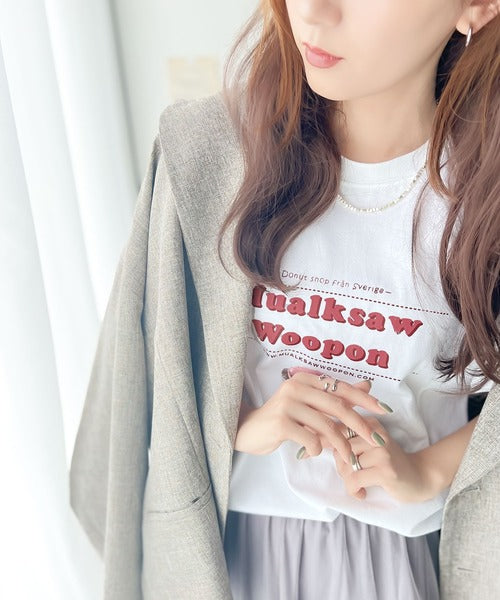 デイリーに着映える。綿100%ドーナツショップPRグラフィックTシャツ mo1310048
