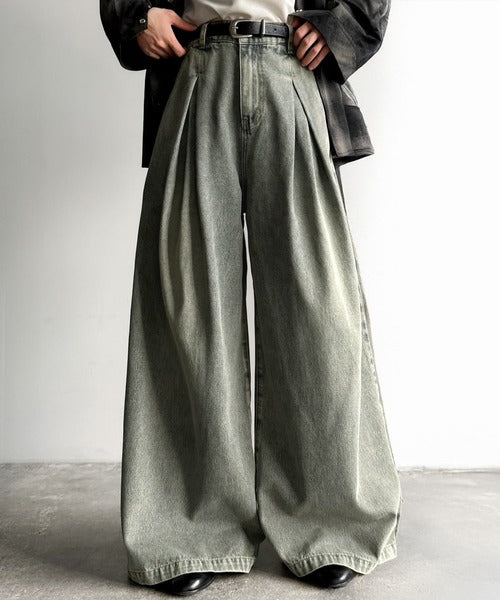 【Classical Origin】「Aライン即完成。」変形3タックスーパーワイドデニム／Unique Three-Tuck Super Wide Denim co0900005