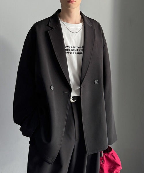 【Classical Origin】「大人の風格。」ダブルテーラードオーバーサイズジャケット/Double-breasted tailored oversized jacket ao1070184