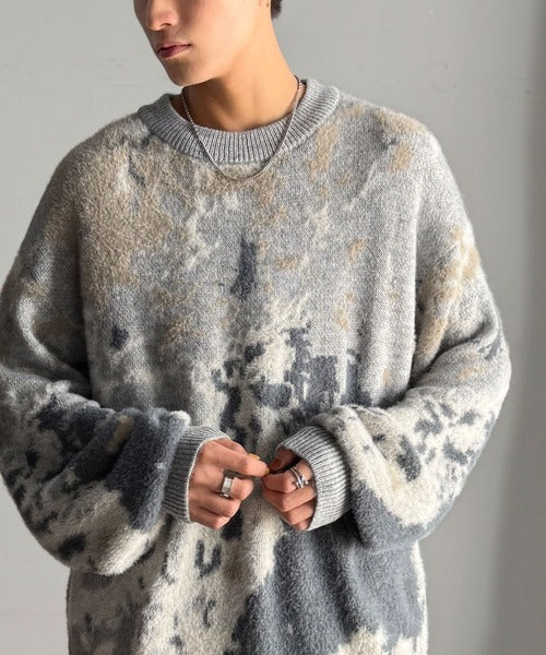 【classical origin】ニュアンス柄Wジャガードシャギーニット／Nuanced Pattern Double Jacquard Shaggy Knit ao1260497