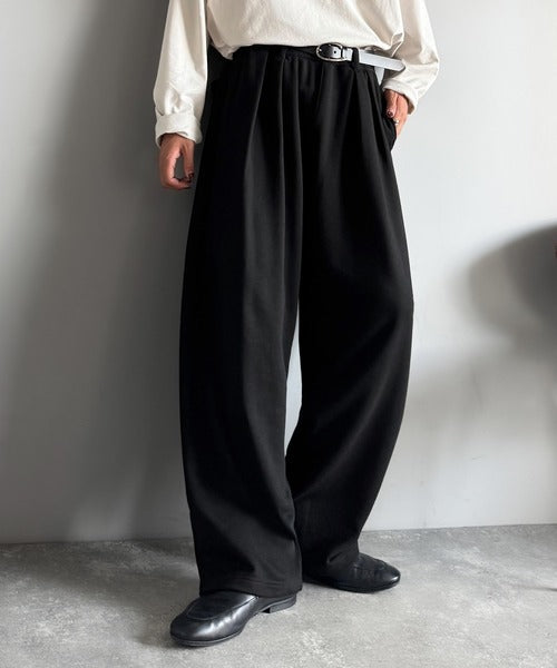 【Classical Origin】「まるでスラックス！」ベルトループ付き2タックバルーンシルエットスウェットパンツ/2-pleat balloon silhouette sweatpants co0780005