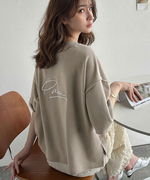 《JaVaジャバコラボ》大胆ロゴで魅せる。前後2way裏毛胸元PAEANロゴ半袖Tシャツ jv1260422