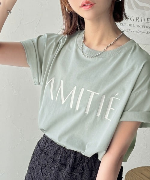 ワンランク上の大人シンプルベーシック。シルケット加工フロッキープリントTシャツ（半袖） ce1020202