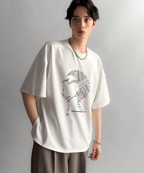 「視線を独り占め。」フェイスグラフィックオーバーサイズTシャツ／Face Graphic Oversized Double-Knit T-Shirt co1010006