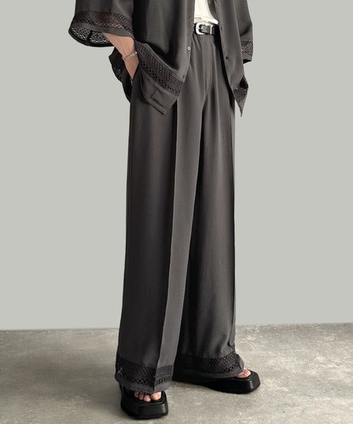「キレイめ×抜け感」裾レース切り替えリラックスイージースラックス／Lace Panel Easy Slacks co1010020