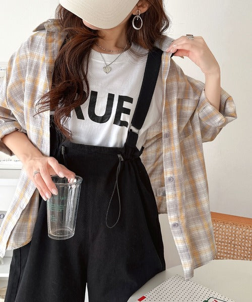 《JaVaジャバコラボ》セミワイドシルエットでゆったりカバー♪綿100%で快適◎ワークデニム サロペット jv1070191