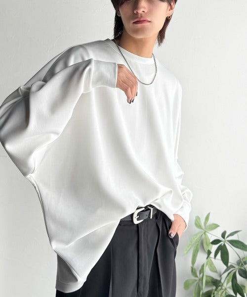 【Classical Origin】「大人シンプル。」ドルマンスリーブダンボール素材ビックTEE（長袖）／Dolman Cardboard Big Tee ao1260455