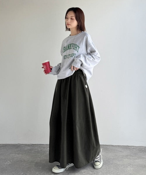 《JaVaジャバコラボ》ふんわりフォルムが可愛い◎ピーチ起毛素材コクーンシルエットロングスカート jv0940247