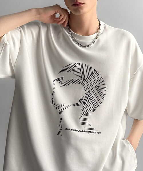 「視線を独り占め。」フェイスグラフィックオーバーサイズTシャツ／Face Graphic Oversized Double-Knit T-Shirt co1010006