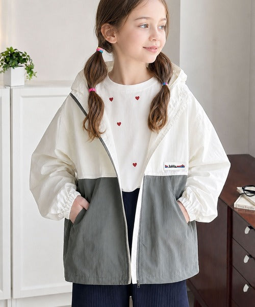 【キッズ】《JaVaジャバコラボ》親子お揃いできちゃう！季節の変わり目に嬉しい バイカラーナイロンジャケット jk1260081