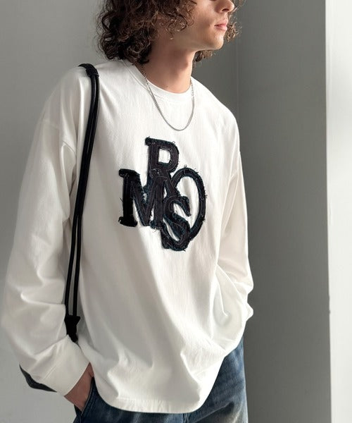 【Classical Origin】「一軍確定。」フリンジパッチワーク使いリラックスTシャツ／Fringe and Patchwork Relaxed T-Shirt co1320004
