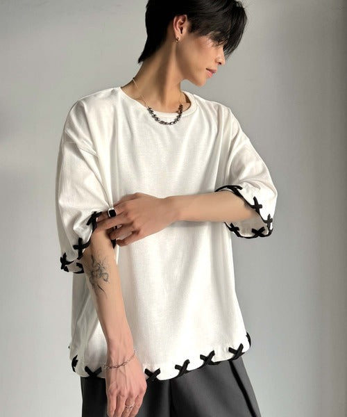 トレンドライクなゆるシルエット。【メンズ】ステッチデザインTシャツ（半袖） cm1010407