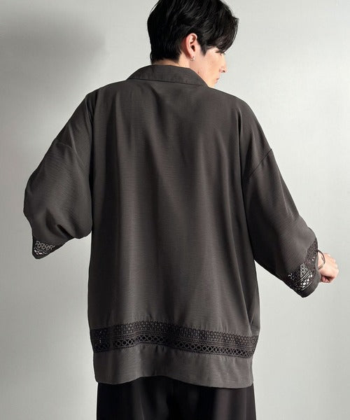 レースが語る、大人の余裕。レース切り替えオープンカラーシャツ / Lace Panel Open Collar Shirt co1010011