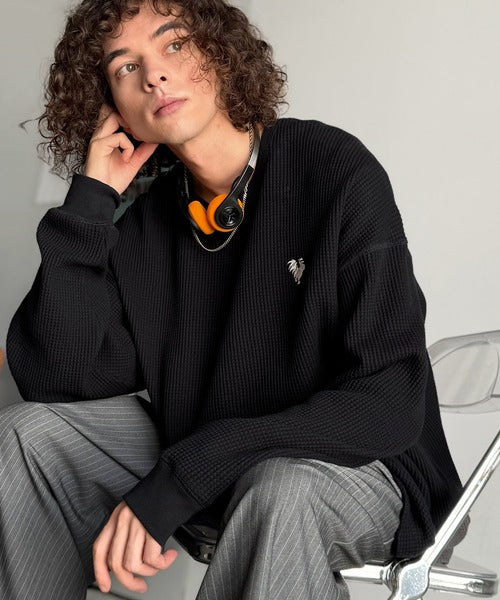 【Classical Origin】「ヘビーウェイト一択。」綿100％ワッフルクルーネックビッグTシャツ／Cotton 100% Waffle Crew Neck Big T-Shirt co0780014