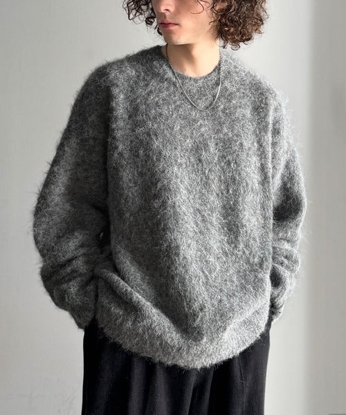 【Classical Origin】「深みのある1着。」ミックスシャギー素材クルーネックセーター／Mixed Shaggy Crew Neck Sweater co0780010
