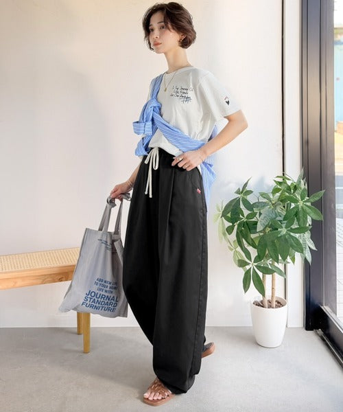 《JaVaジャバコラボ》穿くだけで“こなれる”。ヒッコリータックデザインボリュームパンツ(ストライプ＆無地) jv1015099