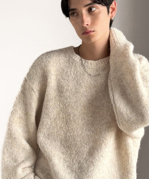 【Classical Origin】「深みのある大人に。」クルーネックミックスカラー糸ニット（長袖）/Crew neck mixed color knit ao1020308