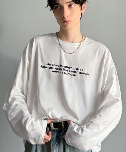 【classical origin】「シンプルが、いい」。綿100％シルケット風シンプル英字ロゴTシャツ（長袖）/ 100％ cotton simple English letters printed logo t-shirt ao1330056