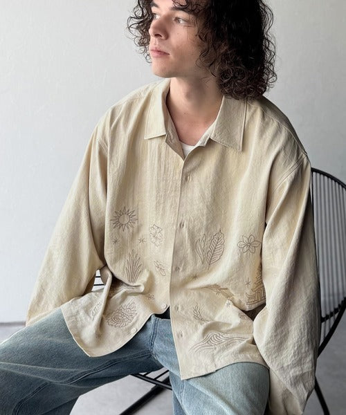 【Classical Origin】刺繍で魅せる存在感。オリジン刺繍キャンプカラーシャツ／Origin Embroidered Camp Collar Shirt co1150053