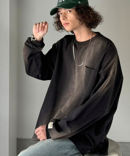 《JaVaジャバコラボ》垢抜け！大人のストリートstyleを作る。綿100％スプレーダイオーバーサイズTシャツ（長袖） jm1020358