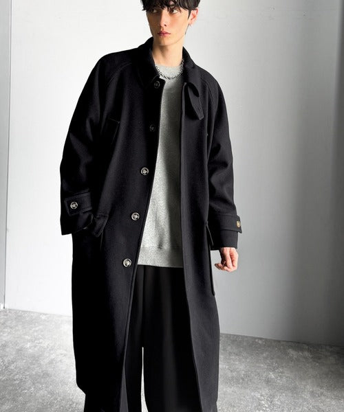 【Classical Origin】「上品さ、極まる」。ロング丈比翼2way衿ステンカラーコート／Long-length concealed 2way bal collar coat ao1265006