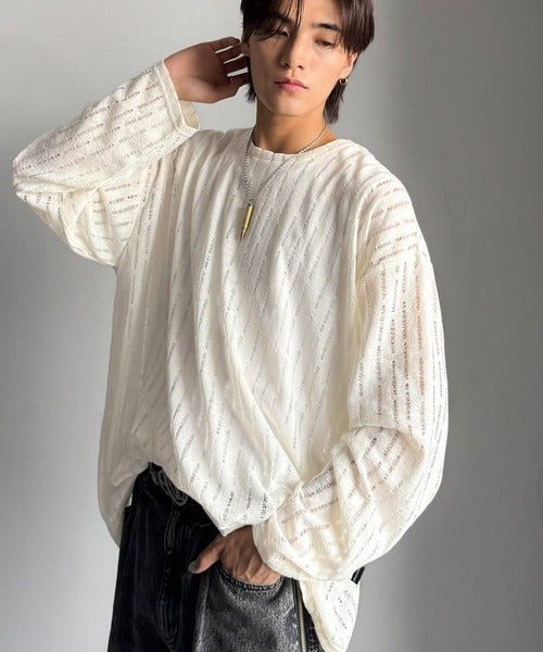 【Classical Origin】「シンプルに魅せる。」グランジモードリラックスシアープルオーバー（長袖）/Grunge Mode Relaxed Pullover co1010027