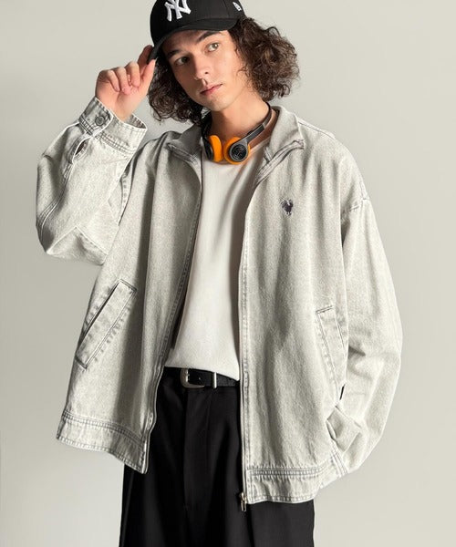 【Classical Origin】Vintage-Washed High-Neck Denim Jacket／ヴィンテージ加工ハイネックデニムジャケット co1010029