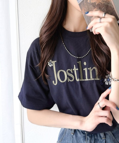 ナチュラルな中に、さりげない華。綿100％ロゴ×フラワー刺繍ビッグTシャツ（半袖） ce1260485