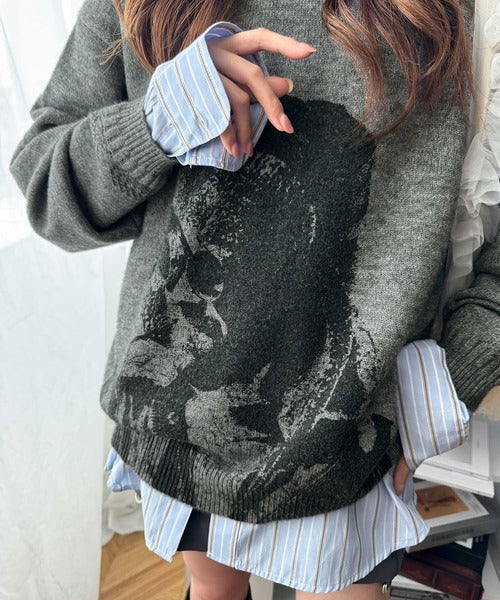 着るだけでサマになる。ヴィンテージグラフィックニット ce1260291