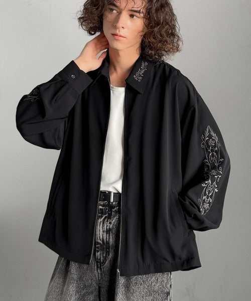 【Classical Origin】「繊細さを羽織る。」刺繍デザインエレガンスジップアップジャケット／Elegant Embroidered Zip-Up Jacket co1150059