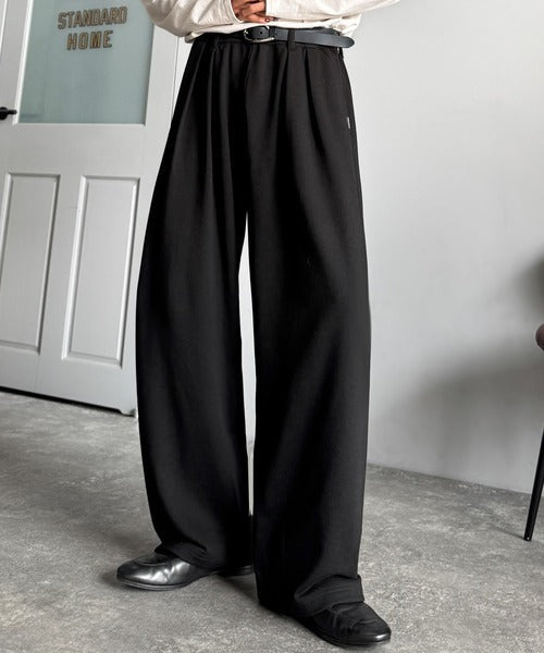 【Classical Origin】「まるでスラックス！」ベルトループ付き2タックバルーンシルエットスウェットパンツ/2-pleat balloon silhouette sweatpants co0780005