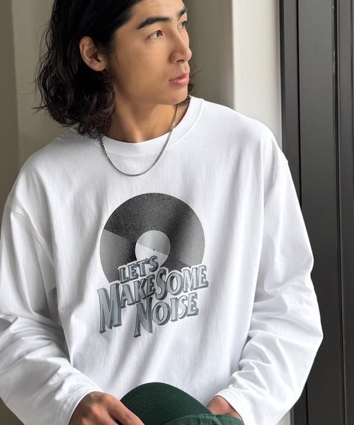 《JaVaジャバコラボ》「前後抜かりなし。」綿100%レコード盤レトロツアーロゴTシャツ（長袖） jo1150065