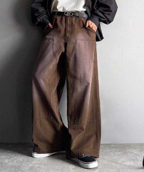 【Classical Origin】「無骨さを纏う。」綿100％ダック素材ダブルニーデザインパンツ／Duck Fabric Double Knee Detail Pants co1150058