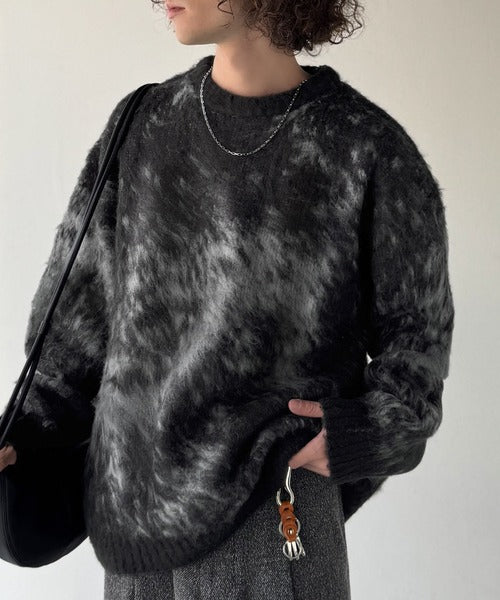 【Classical Origin】「まるで毛布。」モヘアライクシャギー素材クルーネックセーター／Mohair-Like Shaggy Knit Crew Neck Sweater co0780002