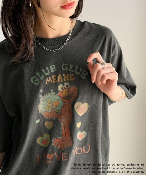 大人カジュアルにハマる。綿100％セサミキャラピグメント加工ビッグTシャツ cm1330004