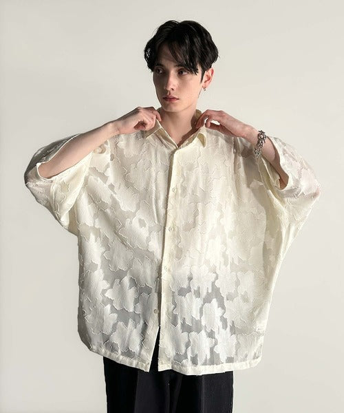 Sheer Jacquard Dolman Sleeve Shirt／フラワー柄シアージャカードドルマンシャツ co1150008