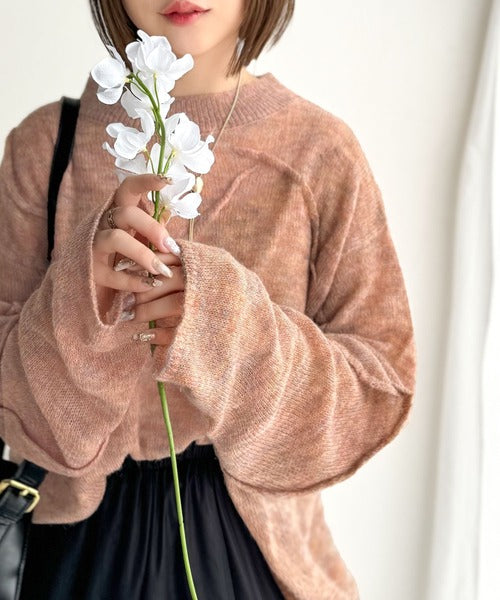 “ゆるっと”が叶える、1秒垢抜け！モヘアタッチシアー変形タック柄ニット（長袖） ce1260450