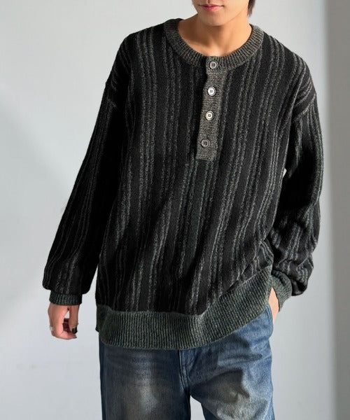 【Classical origin】ヘンリーストライプニット／Henley Striped Knit ao1020315