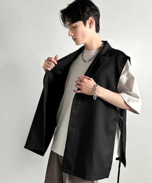 「日常をアップデート。」ピークドラペル仕様エレガントセミロングベスト／Peak Lapel Elegant Semi-Long Vest co1010009
