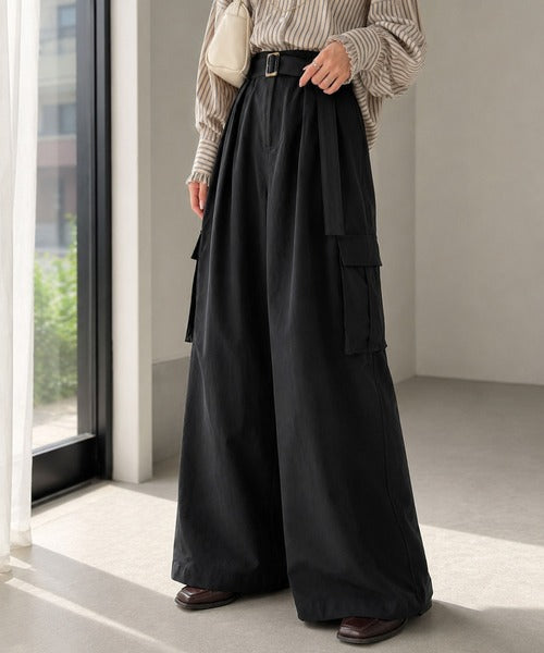 一着で、ラフなのにキレイを叶える◎2タックロングベルト付きカーゴパンツ ce0940264