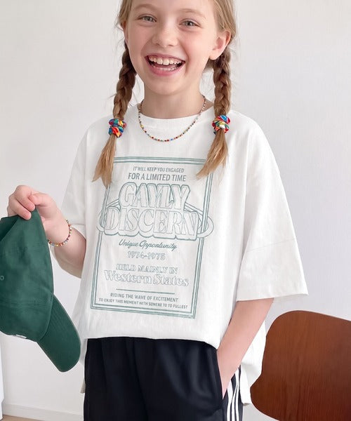 【キッズ】《JaVaジャバコラボ》親子お揃い リンクコーデできちゃう！前後2way 綿100％ロゴプリントTシャツ(半袖) jk1050136