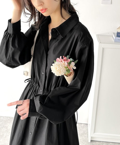 これ一枚でアウターとしても活躍♪綿100％ロングシャツワンピース（長袖） ce1020225