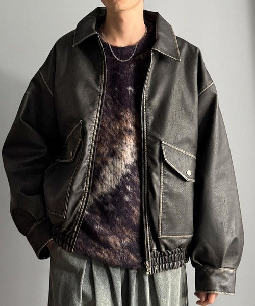 【Classical Origin】「Sランクアイテム。」ヴィンテージレザー中綿入りブルゾン／Vintage Leather Padded Blouson co1320001