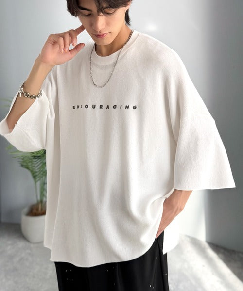 《JaVaジャバコラボ》Tシャツにはない品格を。ロゴプリントオーバーサイズサマーニットプルオーバー jm1050364