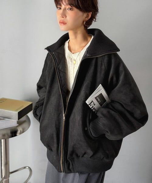 《JaVaジャバコラボ》甘辛バランスで“大人可愛い”を格上げ。リブタートル オーバーサイズスウェードブルゾン jv1240099