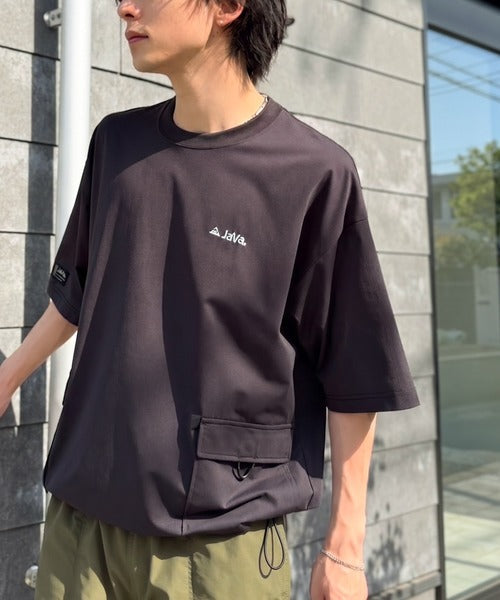《JaVaジャバコラボ》【接触冷感・吸水速乾機能付き】便利なBIGポケット＆裾ドローコード付き！高機能マイクロメッシュTシャツ jo1150091