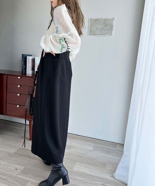 女性らしい上品シルエット。前後2wayサスペンダー付きタイトスカート（ロング丈・セットアップ可） ce1240047